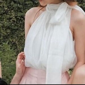 Poplin white halter top crepe babydoll